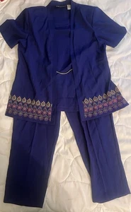 Sag Harbor Shirt Hose 2-teiliges Set Damen 14 lila Schulterpolster Karriere formell - Bild 1 von 6