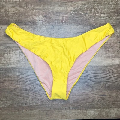 J. Parte inferior de bikini descarada cintura curva doble talla XL amarilla BC125 NUEVA CON ETIQUETAS Foto 1 de 4