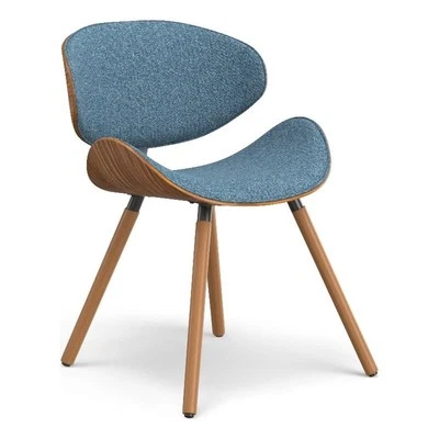 Simpli Home Marana 29.3" Modern Wood & Fabric Dining Chair in Denim Blue - Image 1 of 4