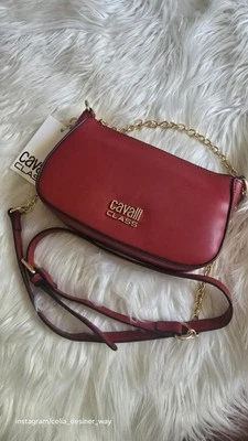 Cavalli Classi Red Crossbody Small Bag And Shoulder Gold Zipper  - Image 1 of 4