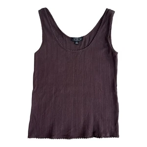J Crew Brown Pointelle Tank Top Scoop Neck Womens Size XS - Picture 1 of 12