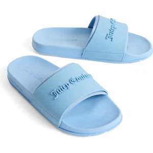 Juicy Couture Embossed PVC Women's Dusk Blue Slides - Picture 1 of 5