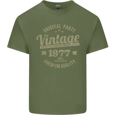 Vintage Año 48th Cumpleaños 1977 Hombre Luz Camiseta Algodón Verde Militar - Imagen 1 de 2