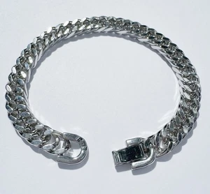 Pulsera de eslabones cubanos gruesos de acero inoxidable, pulido espejo, ultra brillante, 8 mm - Imagen 1 de 10