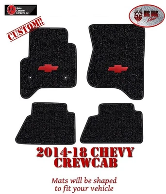 Tapetes de assoalho carpete Chevy Silverado 1500 Crewcab 2014-18 com gravata borboleta vermelha, F/R, ACC - Imagem 1 de 4