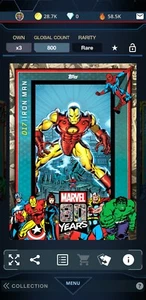 Topps Marvel Collect DIGITAL 80 YEARS CELEBRATION IRONMAN - Picture 1 of 1