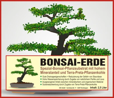 BONSAI-ERDE m. Eisendünger FETRILON-13 ✅ 2,5 L + 0,5 L ZUSATZ-Lavagranulat - Bild 1 von 3