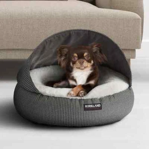 Kirkland Signature 22” Round Hooded Pet Bed - Charcoal Gray - New -Free shipping - Picture 1 of 9