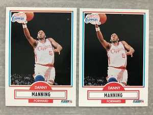 (2) Tarjetas de baloncesto Fleer DANNY MANNING 1990 "sin línea" error y corregidas #87 - Imagen 1 de 2