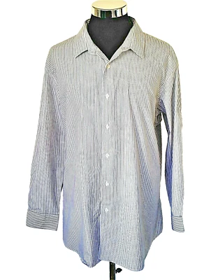Apt. 9 Classic Style  Shirt Men's Size XXL  Button Front Gray White Stripes - Image 1 of 4