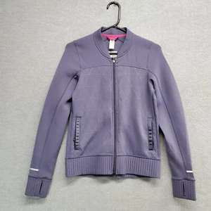 Ivivva Girls Activewear Jacket 12 Purple Geometric Bomber Full Zip Pockets READ - Picture 1 of 12