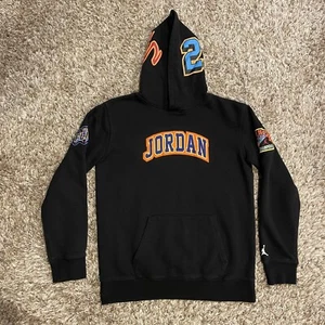 Nike Air Jordan Patch Hoodie Youth XL 13-15 Yrs Black Embroidered - Picture 1 of 15