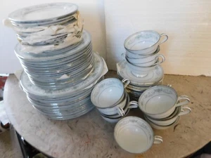 61 PCS SET OF NORITAKE CHINA - 6107 COLBURN W/SILVER RIM - Picture 1 of 5