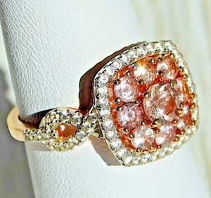 NEW 1.33 CT COLOR SHIFT PINK GARNET .72 CTW WHITE ZIRCON ROSE GOLD OVER SS SZ 8 - Picture 1 of 8