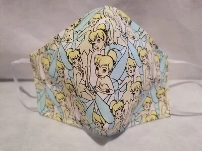 DISNEY TINKER BELL DESIGN HAND MADE COTTON FACE MASK, ADULT TEEN UNISEX - Image 1 of 4