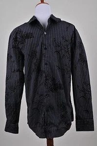 Men's Level Ten Velvet Embossed Blue Striped Long Sleeve Button Down Shirt Small - Picture 1 of 7