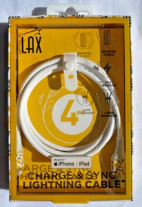 LAX Apple MFI-Certified Charge & Sync Lightning Cable 4ft Braided Yellow Flowers - Picture 1 of 3