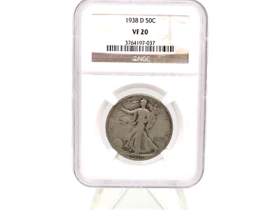 UNITED STATES 1938 - D WALKING LIBERTY HALF DOLLAR NGC VF 20 NICE EYE APPEAL* - Image 1 of 4