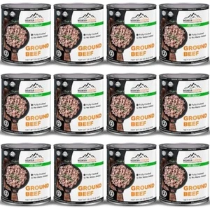 24 Cans - Mountain Essentials All Natural Ground Beef Fully Cooked 28oz Meat - Picture 1 of 7