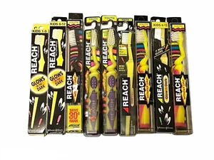 NIB 9 Pc Early 90s Retro Reach Glow in the Dark Youth Toothbrush Bundle - Picture 1 of 10