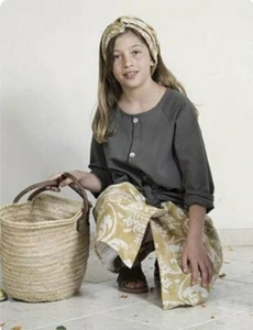 $80 NWT La Bottega Di Giorgia 6 6X Linen Faux Wrap Skirt Elastic Waist Lxury - Picture 1 of 4