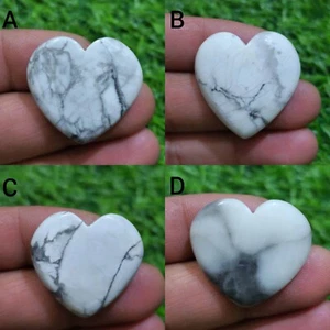 Excellent White Howlite Heart Shape Cabochon Loose Gemstone Jewelry For Making - Picture 1 of 13
