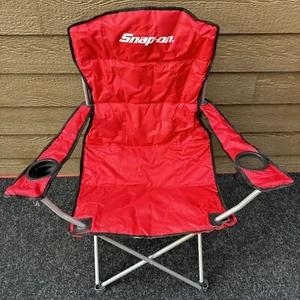 NEW Snap On Tools Folding Garage/Lawn/Beach CHAIR W/Bag/Handle/Bottle Opener RED - Bild 1 von 17