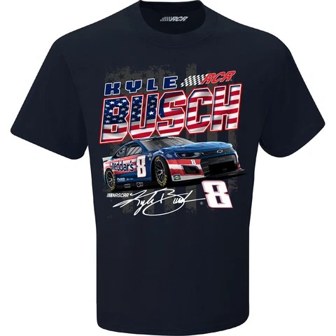 Kyle Busch 2023 Cheddar's Patriotic Horsepower T-Shirt Blue Cover