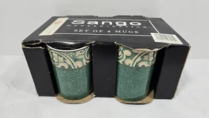 VTG Sango Modern Design Stoneware Pavillion 4856 4.5" Mugs Set Of 4, Green - NIB - Picture 1 of 9