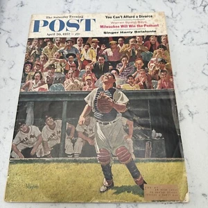 Saturday Evening Post April 20 1957 Yogi Berra Cover by Earl Mayan "Easy Out" - Picture 1 of 2
