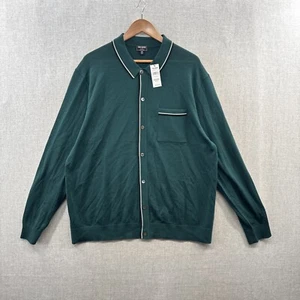 NEW Todd Snyder Sweater Polo Mens 2XL Green Merino Wool Long Sleeve Button Up - Picture 1 of 16
