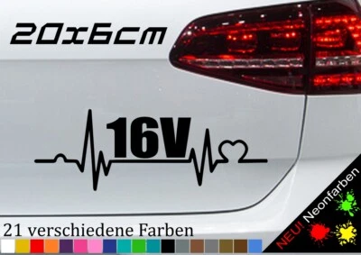 Herzschlag 16V Aufkleber Tuning Zylinder Sticker JDM GSI Turbo TDI GT ECO 20x7cm - Bild 1 von 4