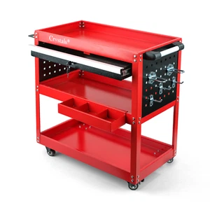 3-Tier Tool Trolley Cart Roller Cabinet Heavy Duty Garage Workshop with Drawer - Picture 1 of 9