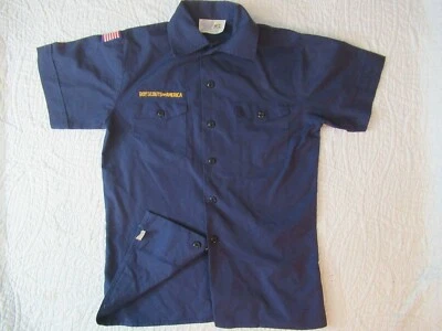 BSA Cub Scout Blue Uniform Shirt Youth Large SS 67%Cotton/33% Poly Poplin Shirt - Image 1 of 3