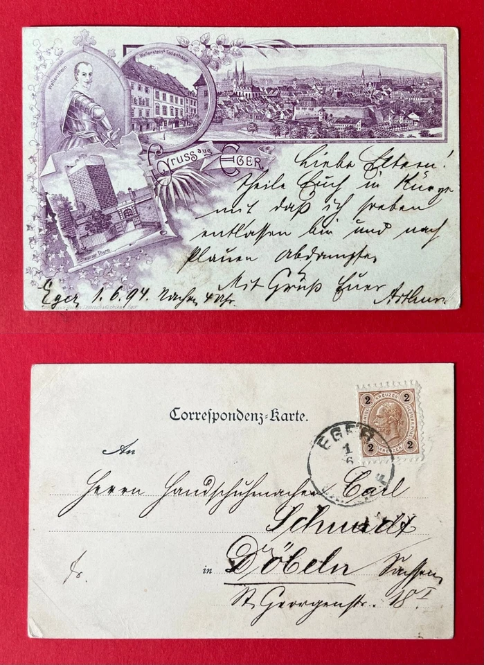 Litho AK EGER in Böhmen 1900 Wallensteins Todeshaus und Schwarzer Turm  ( 145957 - Bild 1 von 1