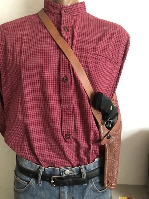 FITS S&W K/L 10 19 66 686 Charter Arms Mag Pug 4" Leather Shoulder Carry Holster - Image 1 of 4