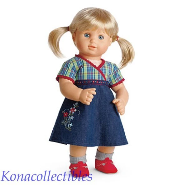 American Girl Bitty Baby S Twins Plaid Denim Dress 2008 Doll No Shoes
