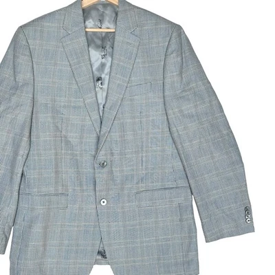 Chaqueta Blazer AUSTIN REED Para Hombre 42 L Ventana Cuadros Gris Dos Botones Lana Seda Foto 1 de 4