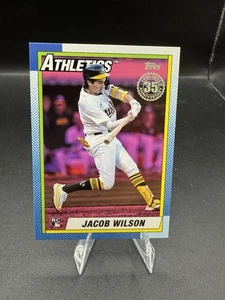 2025 Topps Serie 1 Jacob Wilson 1990 Topps Béisbol 35 Aniversario Rosa RC SP - Imagen 1 de 2