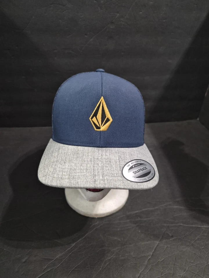 Volcom Full Stone Cheese Snapback Hat Cap Sea Navy Gray Meshback Adjustable New - Image 1 of 4