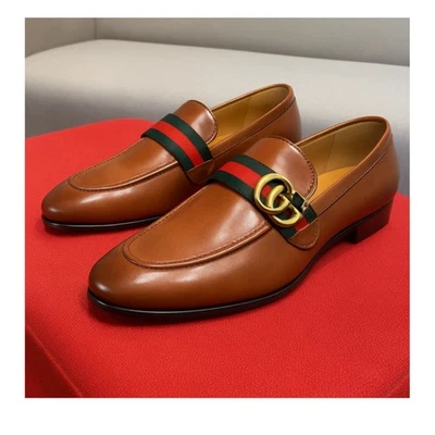 ZAPATOS DE MODA OXFORD DE CUERO MARRÓN GENUINO HECHOS A MANO PARA HOMBRE Foto 1 de 3