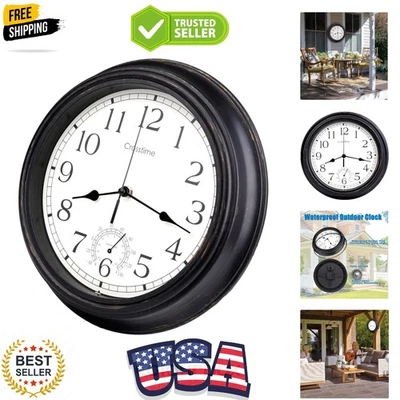 Elegant 12 Inch Silent Quartz Clock with Temperature for Home & Garden Decor - Image 1 of 4