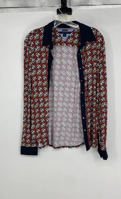 Tommy Hilfiger Feminino Multicolorido Manga Longa Ajuste Clássico Botão-Up Tamanho Pequeno - Imagem 1 de 4