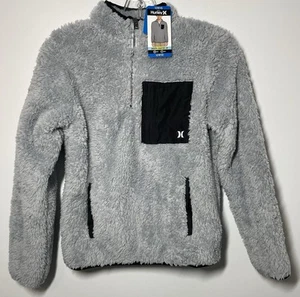 Hurley Sherpa Quarter-Zip Jacket Boys L(10/12) Wolf Gray - Picture 1 of 12