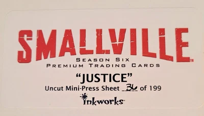 Smallville Temporada 6 ~ JUSTICIA Mini-Hoja de Prensa Sin Cortar (#36/199) Nueva/Sellada Foto 1 de 3