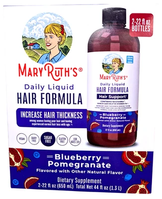 MaryRuth's Daily Liquid Hair Formula 2 pacotes x 22 fl oz EXP 06/2027 - Imagem 1 de 4