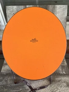 HERMES PARIS ORANGE HAT BOX CASE HUGE EXTRA LARGE 11.5 In X 13 In EMPTY W/RIBBON - Picture 1 of 9
