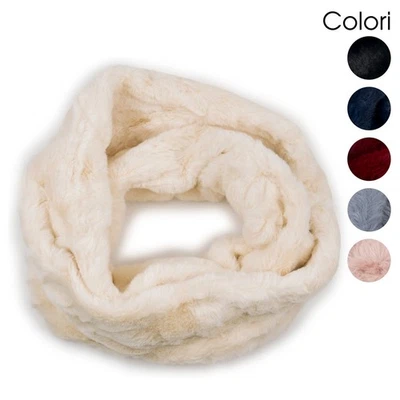 Sciarpa ad anello pelliccia eco ecologica da donna di ragazza collo scaldacollo - Immagine 1 di 2