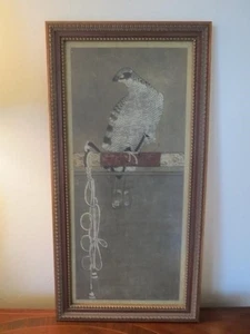 Pintura artística de cetrería japonesa Takagari de 26”x13,5” pergamino montado “halcón blanco” - Imagen 1 de 6
