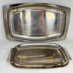 2 VTG Arthur Salm Fraser Cultura Trays Platters Stainless Steel 18-8 Sweden MCM - Picture 1 of 16